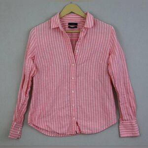 J. Crew "Perfect" Pink/White Striped Button Down Size 6